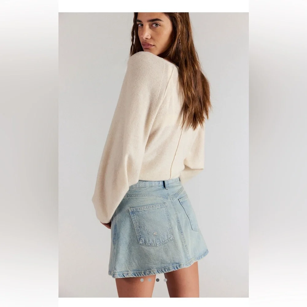 Free People Blue Denim Mini Skirt